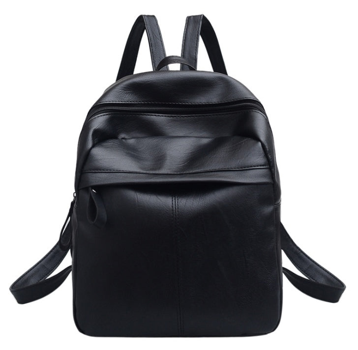 High Quality PU Leather Women Backpack Fashion Solid School Bags For Teenager Girls Large Capacity Casual Women Black Backpacks