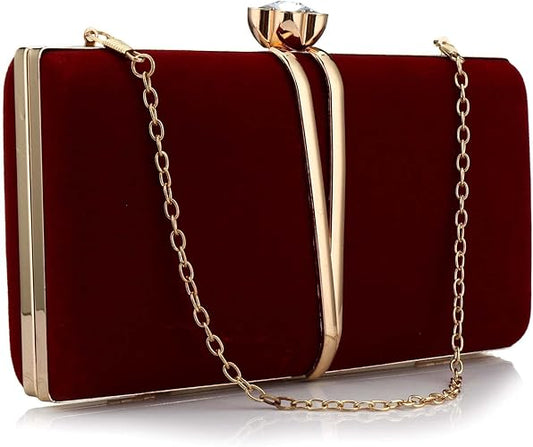 Gelory Clutch Bags for Women: Vintage Evening Bag Diamond Handbag Suede Velvet Purse Clutch Purse With Detachable Chain for Wedding Bridal Prom Cocktail Party Ladies Evening Handbag